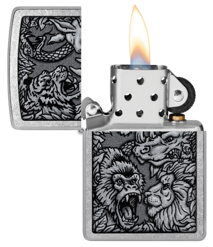 Zippo Animal Kingdom War Design, Street Chrome Lighter #48567