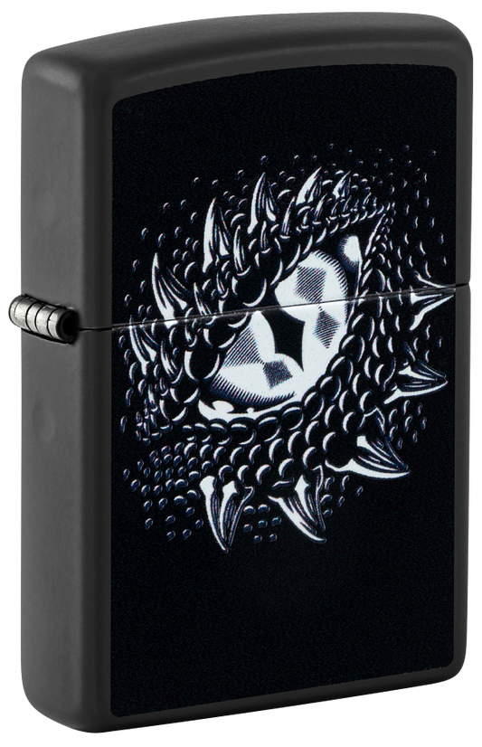 Zippo Dragon Eye Black Light Design, Black Matte Lighter #48608