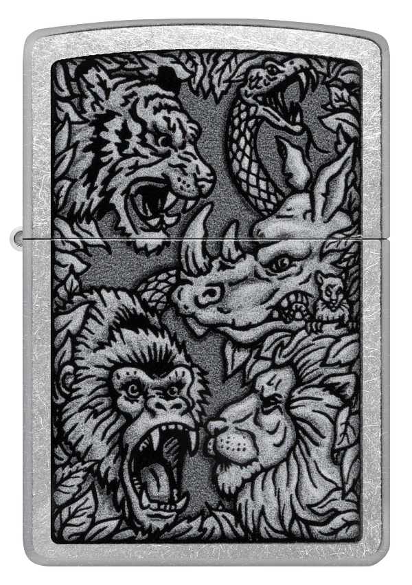 Zippo Animal Kingdom War Design, Street Chrome Lighter #48567