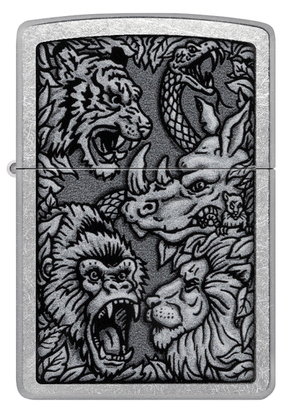 Zippo Animal Kingdom War Design, Street Chrome Lighter #48567