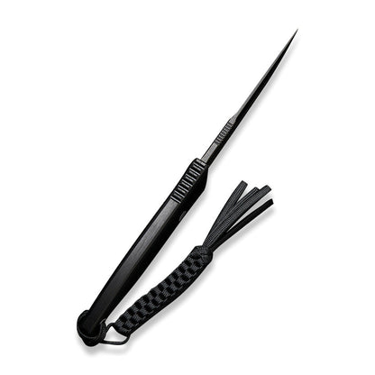 Civivi Tamashii Knife + Black Kydex Clip Sheath + Paracord, Black Handle, Black Blade #C19046-3
