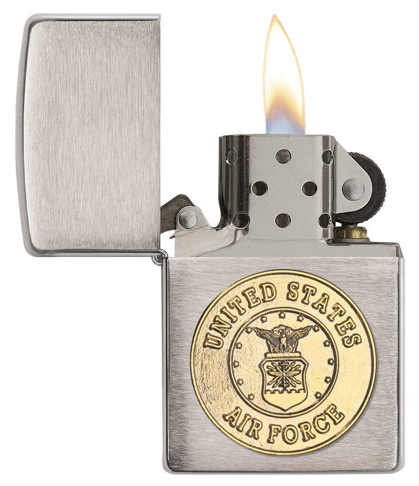 Zippo Air Force Crest Emblem, Military, Brushed Chrome Windproof Lighter #280AFC