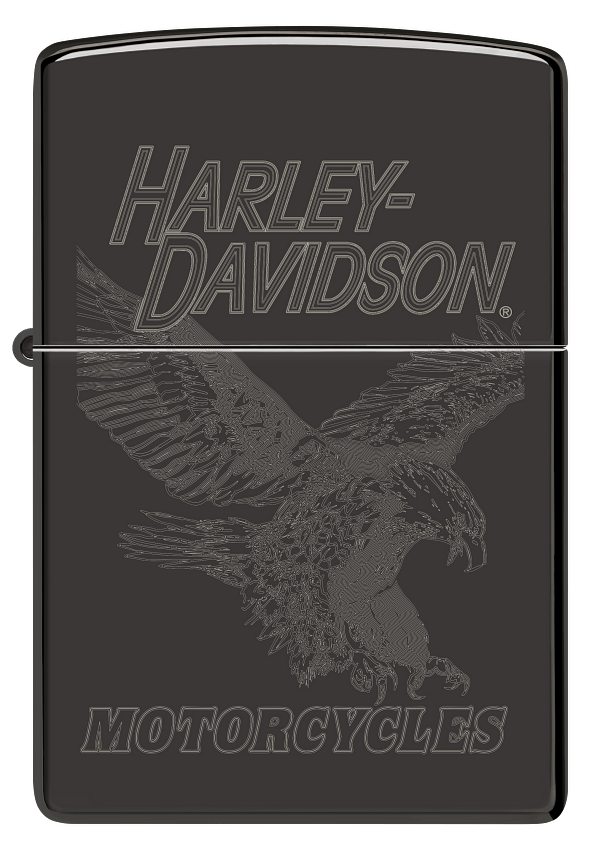 Zippo Harley Davidson Laser Fancy Fill Design, High Polish Black Lighter #48601