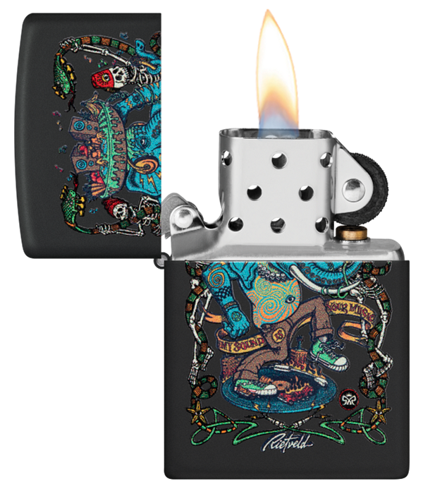 Zippo Rick Rietveld Black Light Design, Black Matte Lighter #48673