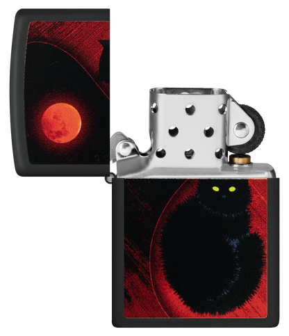 Zippo Black Cat Bad Luck, Black Matte Finish Lighter #48453