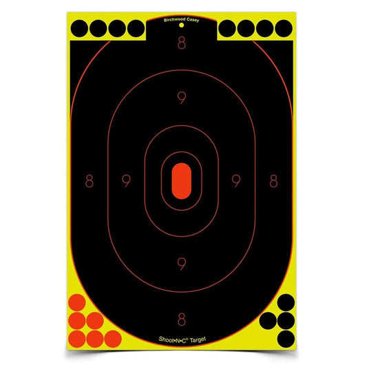 Birchwood Casey 12x18" Bulls-Eye Reactive Targets + Repair Pasters 12 Pk #34617