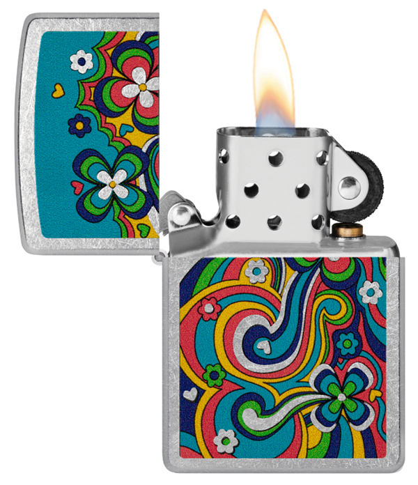 Zippo Hippie Scribbles Design, Street Chrome Lighter #48579