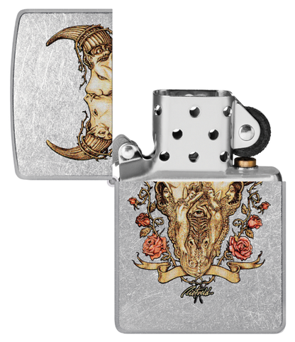 Zippo Rick Rietveld Desert Skull, Street Chrome Lighter #48559