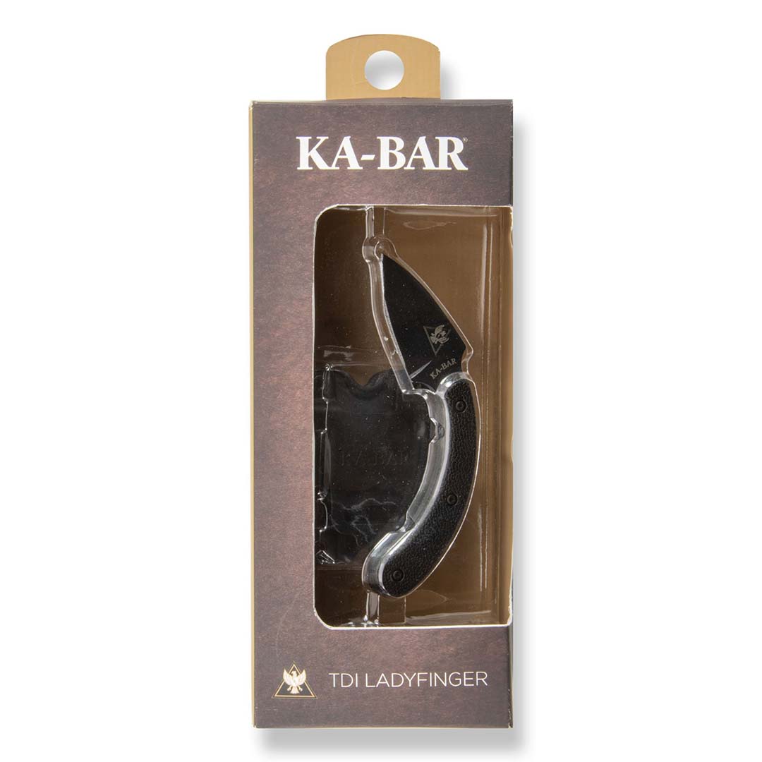KA-BAR TDI Ladyfinger Knife, 1.9" Blade + Hard Plastic Molle Compatible Sheath #1494