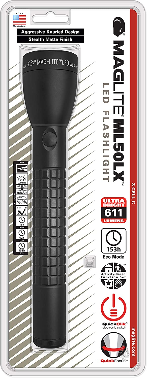 Maglite ML50LX LED 3-Cell C Flashlight, Black #ML50LX-S3CC6L