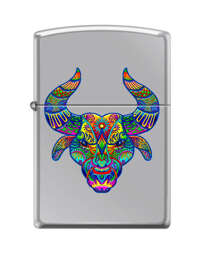Zippo Bull Design, High Polish Chrome Lighter #250-095844