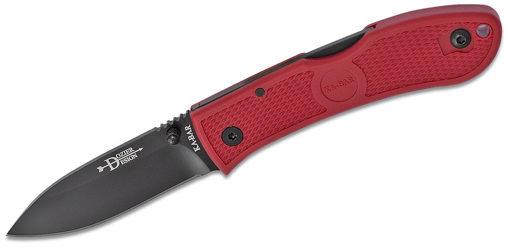 KA-BAR Dozier Folding Hunter, Red, 3" Blade, AUS 8A Stainless Steel #4062RD