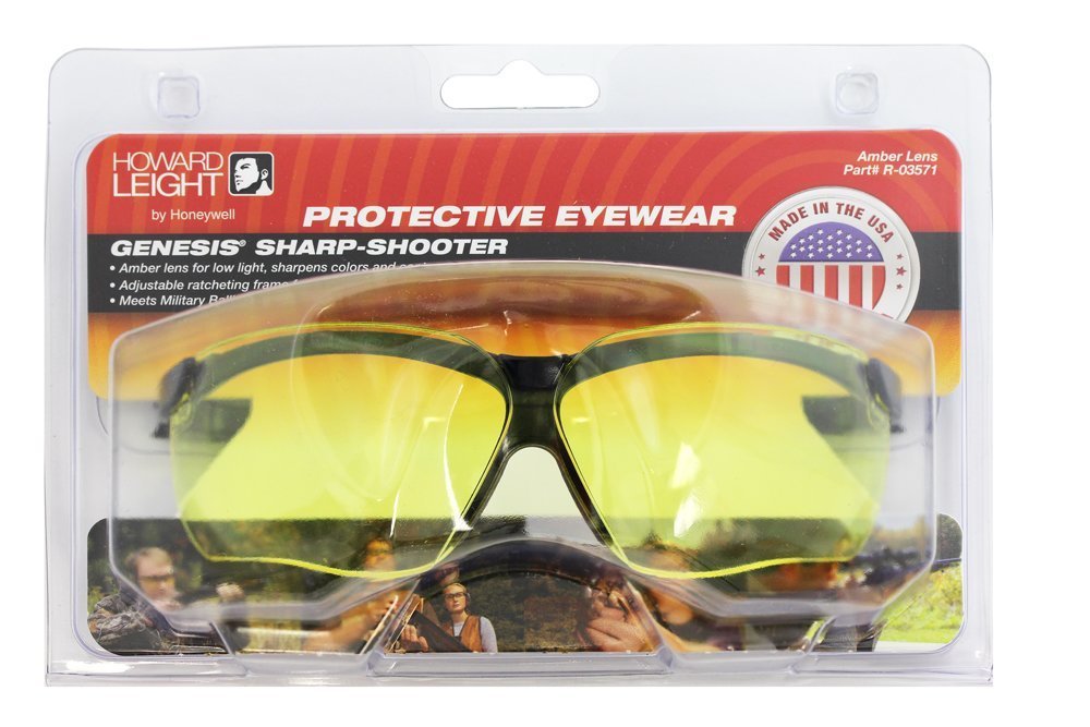 Howard Leight Genesis Shooting Glasses, Black Frame, Amber Anti-Fog Lens #R-03571