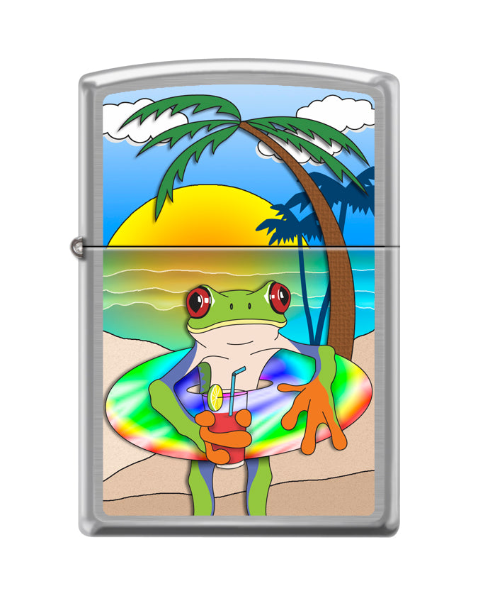 Zippo Beached Frog, Brushed Chrome Lighter #200-095846