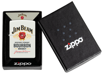Zippo Jim Beam Bourbon Whiskey, White Matte Lighter #48317