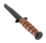 KA-BAR USMC Knife + Brown Leather Sheath, Marines, 7" Blade Serrated Edge #1218