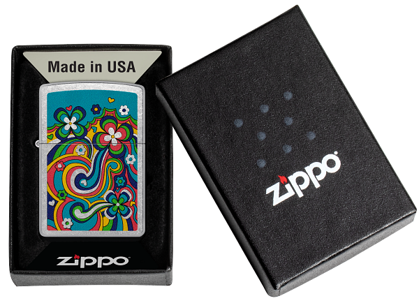 Zippo Hippie Scribbles Design, Street Chrome Lighter #48579