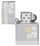 Zippo Four Leaf Clover 360 Design, High Polish Chrome Lighter #48586