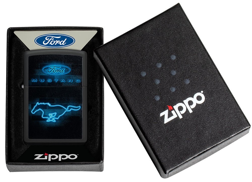 Zippo Ford Mustang Neon Design, Black Matte Lighter #48404