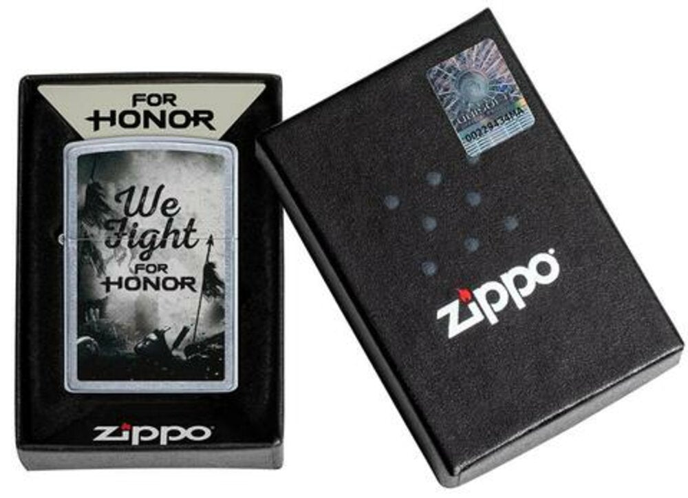 Zippo We Fight For Honor Gaming, Street Chrome Finish, Windproof Lighter #49243