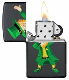 Zippo Dabbing Leprechaun St. Patrick's Day Black Matte Pocket Lighter USA #49124
