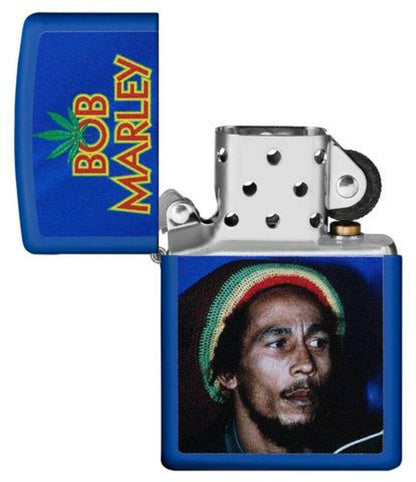 Zippo Bob Marley Cannabis Music, Blue Matte, Genuine Windproof Lighter #49238