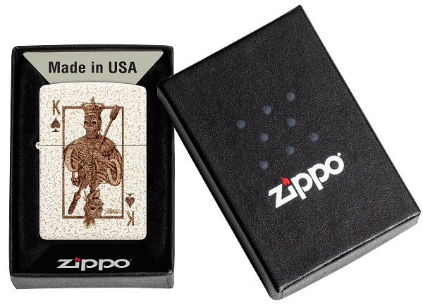 Zippo Rick Rietveld Skull King Playing Card, Mercury Glass Finish Lighter #48552