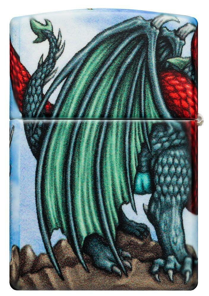 Zippo Dragon Dueling Design, 540° Color Wrap, Genuine Windproof Lighter #49354