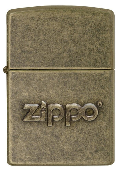 Zippo Stamped Logo Classic Antique Lighter, Brass Finish #28994