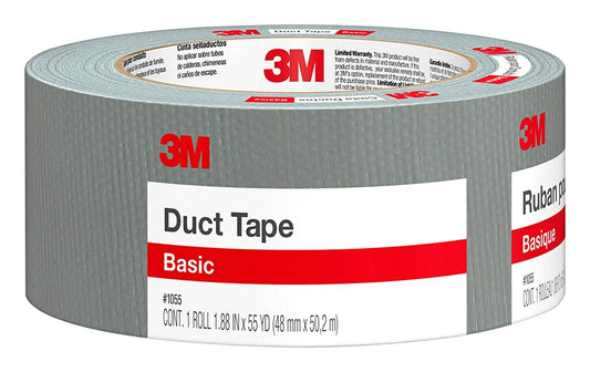 3M Basic Duct Tape, 1.88 in x 55 yd (47.7 mm x 50.2 m) #1055