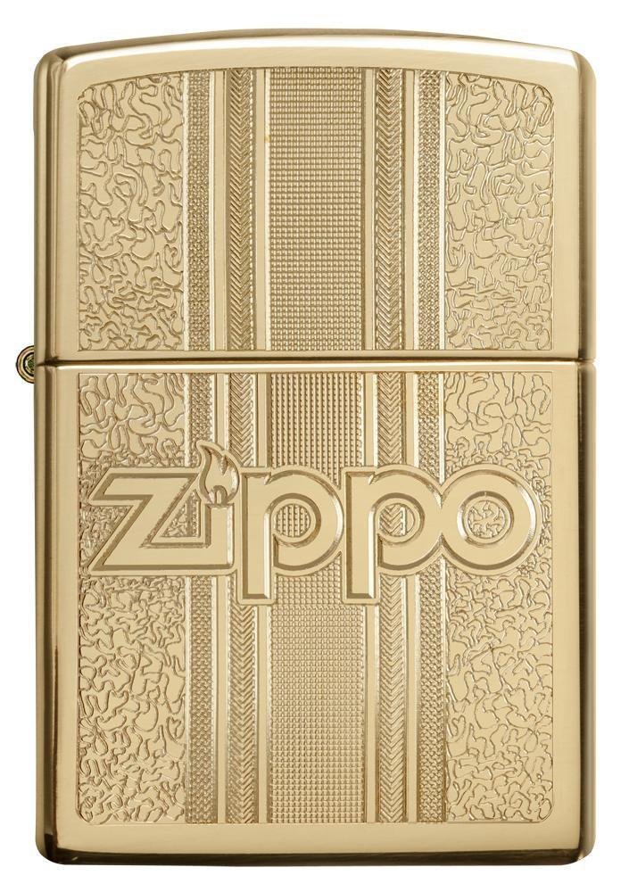 Zippo Logo Pattern Design, High Polish Brass, Windproof Lighter #29677