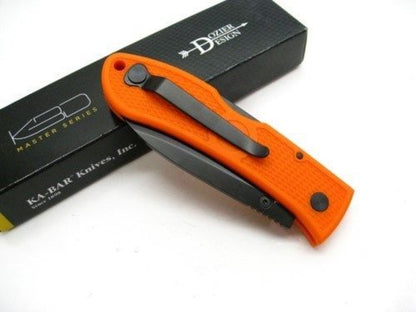 Ka-Bar Dozier Folding Hunter Knife, Thumb Stud, Blaze Orange #4062BO