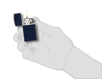Zippo Slim Navy Blue Matte Windproof Lighter, Original Box, Made in USA #1639