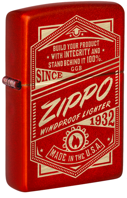 Zippo Retro Design, Metallic Red Laser Engraved Lighter #48620