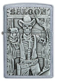 Zippo Cowboy Saloon Skull 3D Emblem, Street Chrome Windproof Lighter #49298