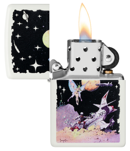 Zippo Frank Frazetta Space Fairy, White Matte Lighter #48378