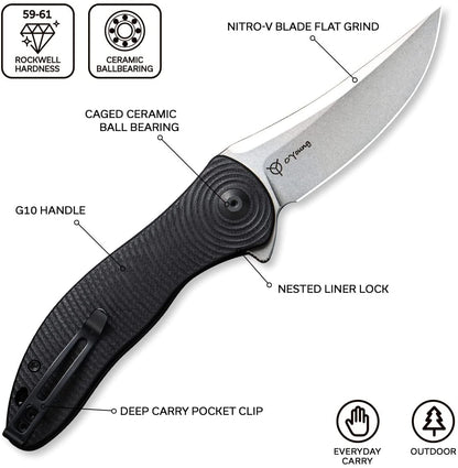 CIVIVI Synergy3 Knife, Black G10 Handle #C20075A-1