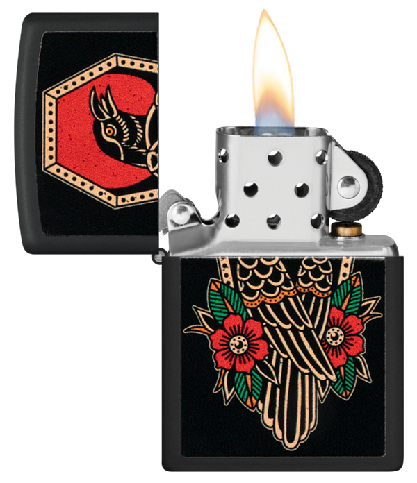 Zippo The Raven Design, Black Matte Finish Lighter #48611