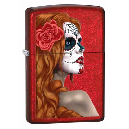 Zippo Day of the Dead Girl Candy Apple Red Lighter #28830
