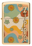 Zippo Retro Flower Power Design, High Polish Brass Lighter #48503
