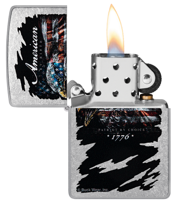 Zippo Buck Wear American Patriot Eagle USA Design, Street Chrome Lighter #48633