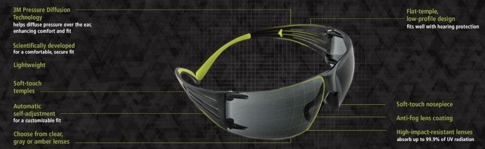 3M Peltor Sport SecureFit 400 Glasses, Amber, Anti-Fog #SF400-PA