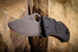 KA-BAR Dozier Folding Hunter's Knife, w/ Thumb Notch, Black Handle #4065
