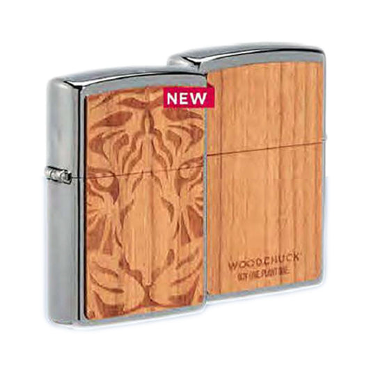 Zippo WOODCHUCK Tiger Design, Cherry Emblem, Windproof Lighter #49707