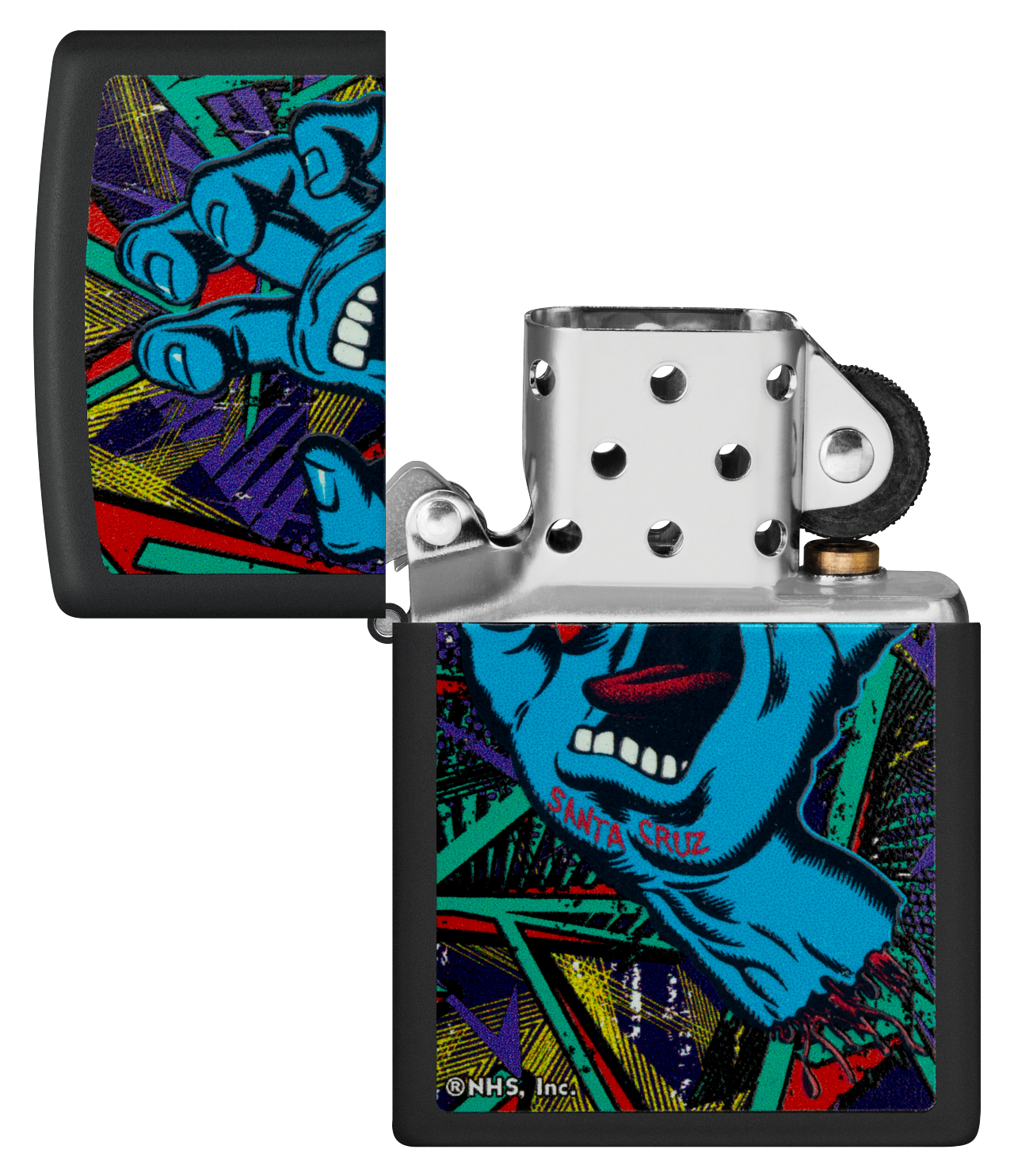 Zippo Black Light Santa Cruz Skateboards Logo, Black Matte Lighter #48415