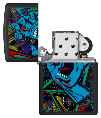 Zippo Black Light Santa Cruz Skateboards Logo, Black Matte Lighter #48415