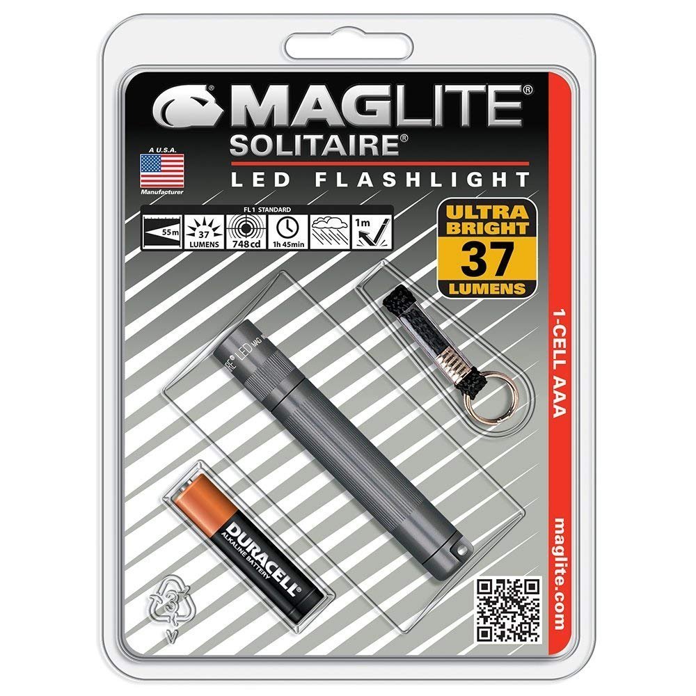MAGLITE Solitaire, LED 1-Cell AAA Flashlight, Keychain Size, Gray #SJ3A096