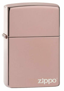 Zippo Classic High Polish Rose Gold Zippo Logo, Genuine Pocket Lighter #49190ZL