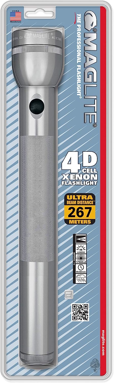 Maglite 4-Cell D Xenon Flashlight, Gray #SS4D096