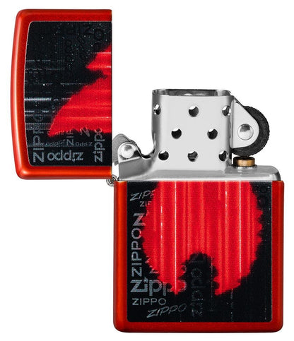 Zippo Flame Design, Metallic Red Finish Lighter #49584